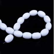 Oval glass beads 15x10mm Milk white